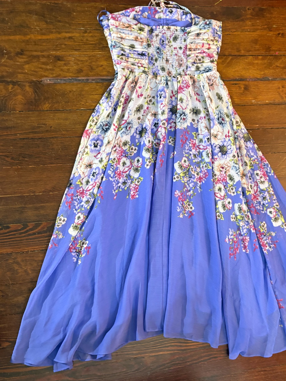 White House black market purple floral midi flowy halter dress size 4 - Picture 6 of 6